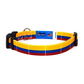 PatriaPet Dog Collar with The Colombia Flag | Great for National Holidays, Special Events, Festivals, Independence Days and Every Day Strong Safe | XSmall Small Medium Large XLarge