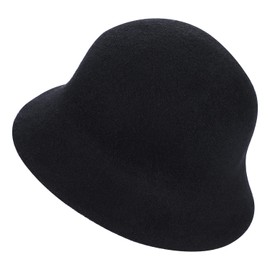 Winter Wool Bucket Hat Fisherman Cap Winter Warm Wool Vintage Felt Cloche Hat Fisherman Hats Winter Fedora Bucket Hat Bowler Hat Winter Windproof Cap Top Hat for Women Men Solid Color Style Black