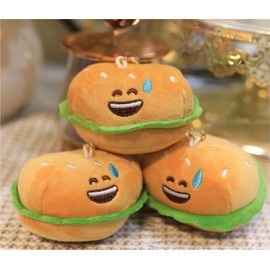 ZPSOSPZ Cute Plush Pendant, Plush Key Ring Charms, 3pcs Burger Plush Keychain Cartoon Kids Keyrings Funny Backpack Handbag Car Key Plush Pendant