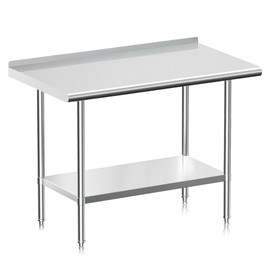Real Relax Stainless Steel Table with Backsplash, NSF Commercial Heavy Duty Stainless Steel Table for Prep with Adjustable Undershelf, for Indoor & Outdoor- 24" D x 36" W x 34" H