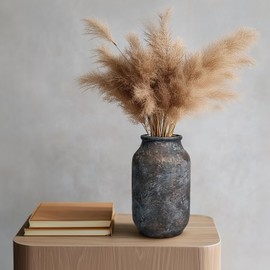 Wancetang Rustic Ceramic Vase, Terracotta Pottery Decorative Vase, Farmhouse Decor for Living Room, Home, Fireplace, Shelf Decor, 9 Inch, Bronze