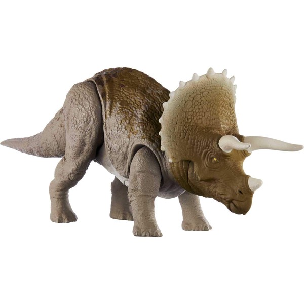 Jurassic World Toys Sound Strike Triceratops Figure with Strike and Chomping Action, Realistic Sounds, Movable Joints, Authentic Color and Texture; Ages 4 and Up