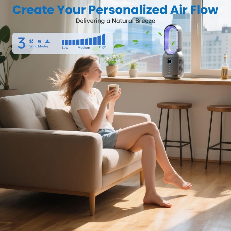 Desk Fan,13 Inch Portable Bladeless Fan, Small Quiet Office Fan