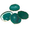 Nupuyai 2pcs Green Agate Slices Cup Mats Coasters for Drink,