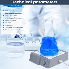 HYCC Mini agitador magnético con barra de agitación magnética y barra de agitación magnética, 2000 RPM, máx. Capacidad: 2000 ml