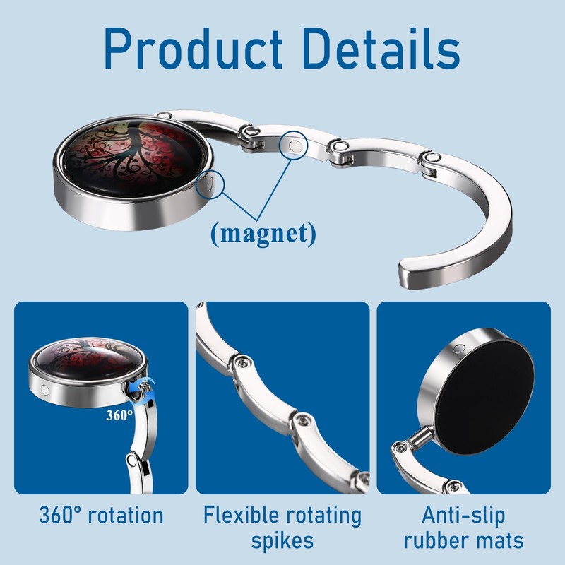 OIDEA Handbag Hook Portable 3 Pieces Hook Handbag Table Hanging