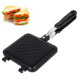 Breakfast Sandwich Maker, Non-Stick Grilled Sandwich and Panini Maker Pan with Handle with Anti Scalding Handle, Fast Breakfast Pan, Flat Bottom Double Sided Baking Pan for Home Kitchen Camping