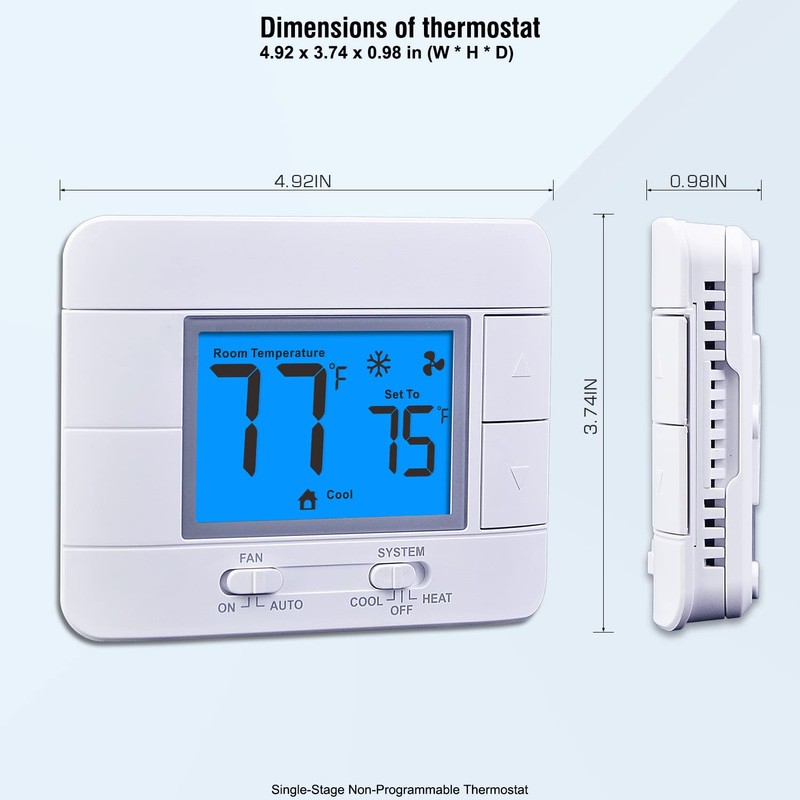 Upgraded Digital Non-Programmable Thermostat for Home 1 Heat/1 Cool Single