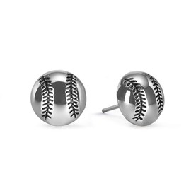 GIMMEDAT Softball Silver Stud Charm Earrings Jewelry for Women Player Mom Fan Gift
