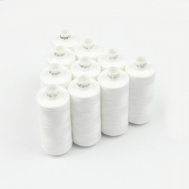 10 x 1000 m Ackermann universal sewing thread, thickness 120, quality thread, sewing machine thread, overlock thread for overlock sewing machines (700 white)