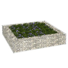 Gabion Raised Bed Silver Galvanized Steel 39.4x39.4x7.9 in, Gardening, Pots & Planters, 151311