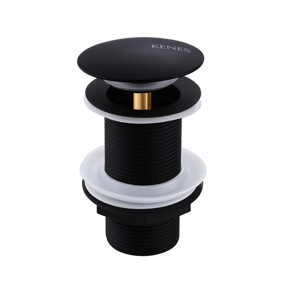KENES Black Matt Universal Drain Fitting Without Overflow, Drain Fitting