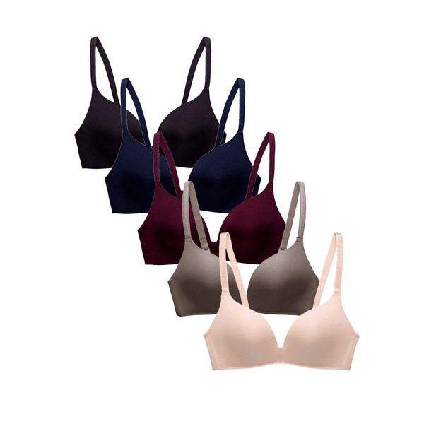 Pack of 5,Women Comfort No Wire Bras Seamless No Show