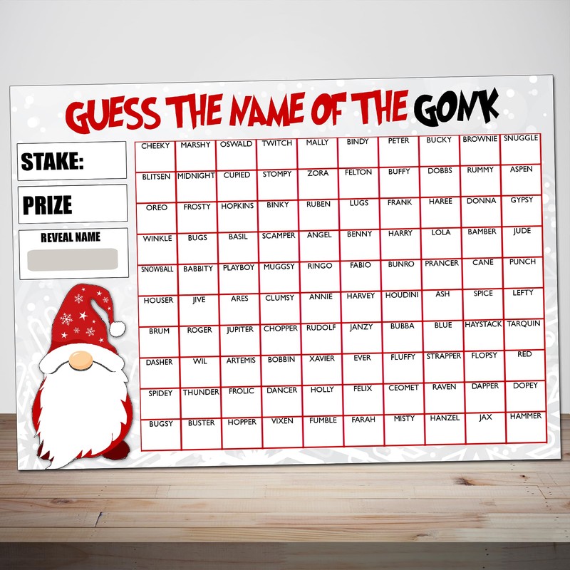 Fundraising Scratch Card Game Predict the Gonks Name Christmas Fayre