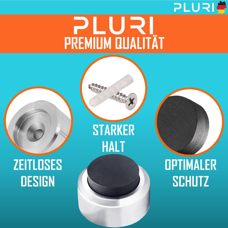 PLURI - Premium Door Stopper Wall Stainless Steel [Set of