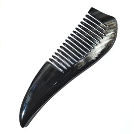 Horn Massage Comb,Pocket Comb Hair Massaging Comb Anti- Static Hair Smoothing Comb Handmade Comb(black) (Black flower)