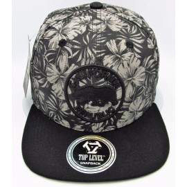 TOP LEVEL CALIFORNIA REPUBLIC Snapback Cap Hat CA CALI Bear Black Gray Floral NWT OSFM