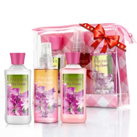 Vital Luxury Bath & Body Care Travel Set Pea Flower Scent Home Spa Set with Body Lotion, Shower Gel and Fragrance Mist
