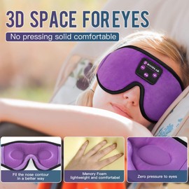 Boodlab Sleep Headphones Sleep Mask 3D Sleeping Eye Mask with Ultra Thin HD Stereo Speakers Washable Adjustable for Sleeping Side Sleepers Air Travel Yoga Meditation Holiday