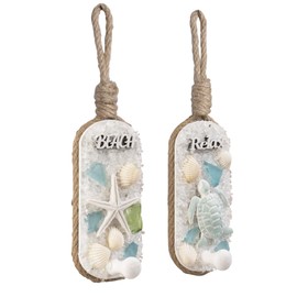 pechpell 2 Pcs Beach Decorative Wall Hook, 9.3x2.6 Inch 3D Starfish Sea Turtle Seashell Wall Hanging Decor Art, Ocean Nautical Coastal Theme House Bathroom Bedroom Room Home Decoration