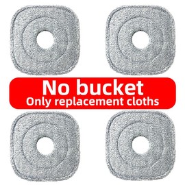 KZKR Spin Mop and Bucket System with Dual Compartment Mop Bucket and Thick Washable Microfiber Mop Pads - Color: 4 Pads