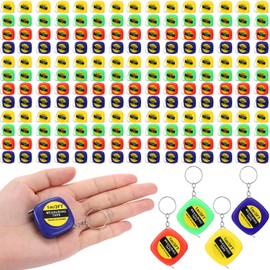 Hoteam 240 Pcs Small Tape Measure Keychains 1 Meter/ 3 Ft Mini Retractable Measuring Tape Keychains Pocket Tape Measure Bulk Portable Measurement Tape for Construction Birthday Party Favors, 4 Colors