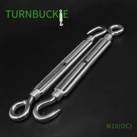 Jamiikury 3PCS M10 Hook & Eye Turnbuckle 304 Stainless Steel Turnbuckle Wire Rope Tension Heavy Duty Turnbuckles for Cable Railing Wire Rope Hardware Kit (M10, Hook & Eye)