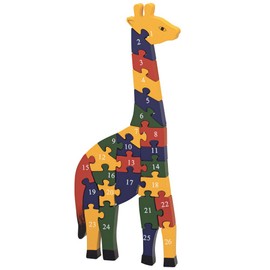 Bits and Pieces - Wooden Alphabet Giraffe Puzzle - Learn ABCs and 123s - Colorful Large 3/4 Inch Thick, Non-Toxic Paint