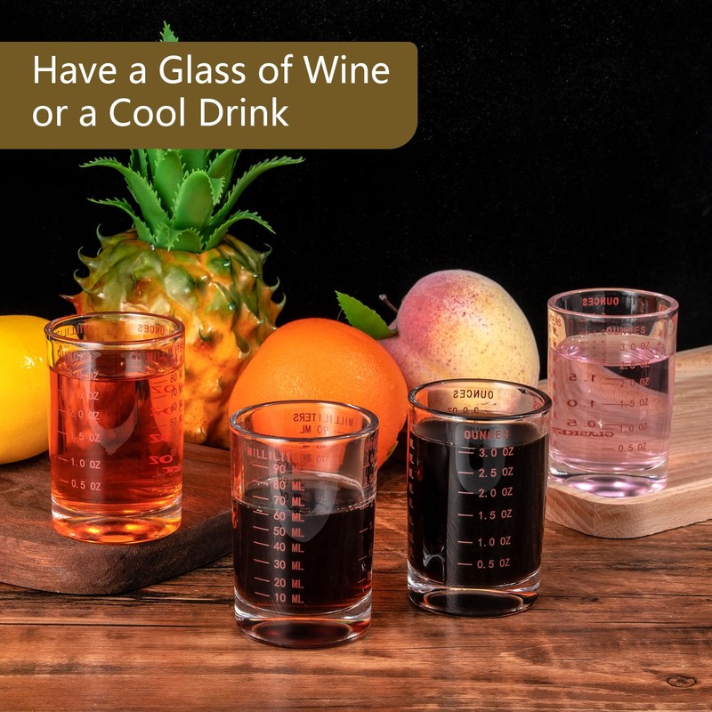 GLASKEY 2 Pack Shot Glass Measuring Cup Set,3 oz/90ml Liquid