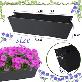 4PCS 24Inch Rectangle Window Box Liner Felt Planter Basket Liner Insert Black Plant Container Liners Non Woven Fabric Liner for Garden Fence Wall Railing Hanging Flower Pot - Avoid Bird Nesting