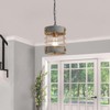 wochos Farmhouse Pendant Light, Adjustable Metal and Wood Chandelier Light