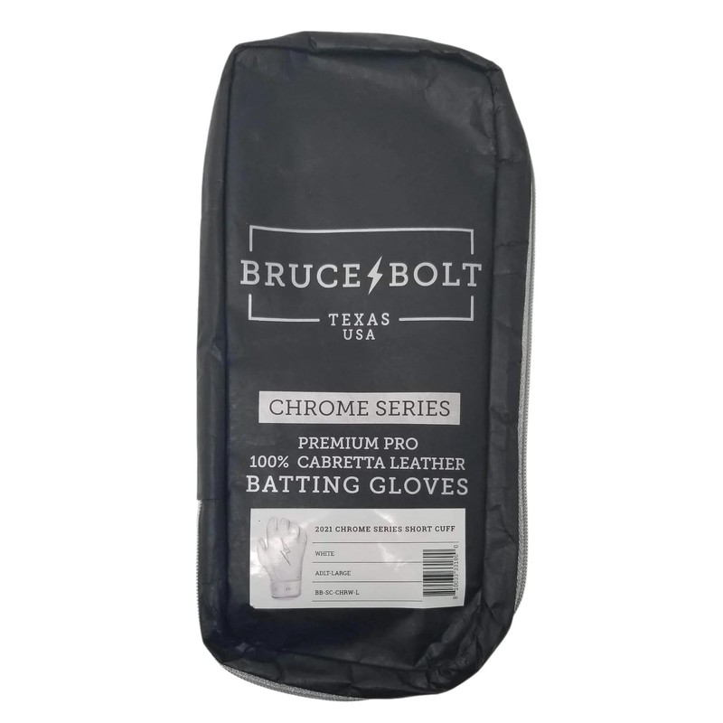 BRUCE BOLT Chrome Series Short Cuff Black Batting Glove -