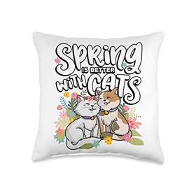 Favorite Seasons Accessories & Apparel Spring is Better with Cats Springtime Season Pet Lover Throw Pillow, 16x16, Multicolor