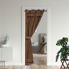 Retro Wooden Farm Doors Door Curtains for Doorways, Rural Farmhouse Barn Wood Blackout Curtain for Kids Bedroom Closet, Grommet Thermal Insulated Privacy Door Drapes for Room Divider, 42" W x 80" L