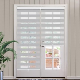 SEEYE Cordless Zebra Blinds for Window, French Door Blinds Free-Stop Roller Window Shades with Valance 18" W x 90" H, Light Filtering Window Treatment Sheer Blinds & Shades Easy to Install, Gray