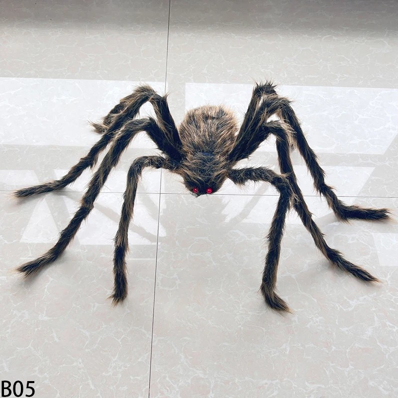 Giant Light-Up Spider for Halloween Decor – Poseable Black Plush