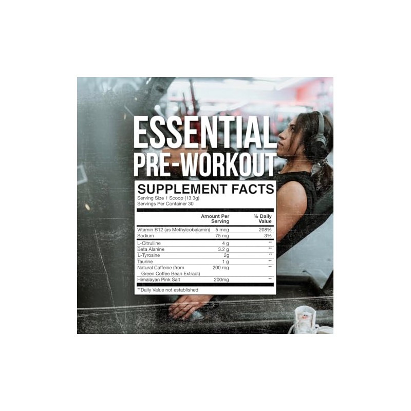 Raw cbum essential pre workout pre entrenamiento 30 servicios sabor