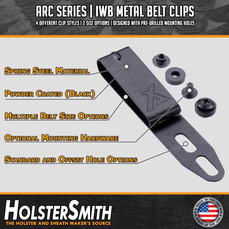 HolsterSmith Universal Metal Belt Clips for Holster Making - (ARC