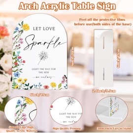 Wedding Sparklers Send Off Sign, 6x8" Acrylic Wedding Signs for Reception, Floral Bridal Shower Decor with Base, Bridal Shower Centerpieces for Tables, Engagement Party Decorations