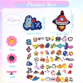 SoundZero Pack of 56 Shoe Charms, Anime Shoe Badges, Cartoon Shoe Charms, Shoe Charm for Children, Cute Shoe Jewellery, Pin Shoe Pendants, for DIY Decorations, Children's Parties Gift, Plastic