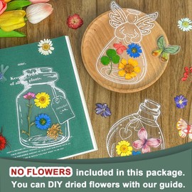 Krinisou 40pcs Transparent Dried Flower Bookmark, Clear DIY Bookmarks Kit, World in a Bottle Mason Jar Herbarium Stickers Set (No Pressed Flowers)