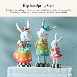 MACKENZIE-CHILDS Bunny Figure, Spring and Easter Rabbit Decor, Set of 3 Calico Bunny Figures