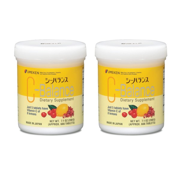 Umeken C-Balance High Potency Vitamin C - Chewable, Contains Antioxidants, Citric Acid, Gamma-linolenic Acid (200g), 4.5 Months Supply, Pack of 2