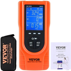 VEVOR 3-in-1 EMF Meter, Handheld Rechargeable Electromagnetic Field Radiation Detector, Digital LCD EMF Tester for EF MF RF Home Inspections Outdoor Ghost Hunting Paranormal Equipment