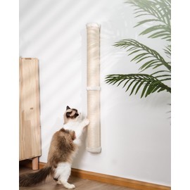 Aechonow Cat Wall Scratcher, 34" Sisal Cat Scratching Post, Wall Mounted Cat Furniture for Indoor Cats, Tall and Sturdy Cat Climbing Pole for Large Cats