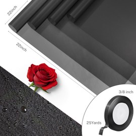 YTDEK YTDEK Flower Wrapping Paper 20 Sheets Black Floral Bouquet Wrapping Paper with Ribbon for Florist Supplies Birthday Graduation Anniversary Wedding Shower