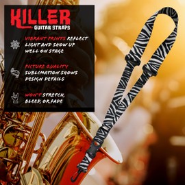 Killer-Q Saxophone Strap - Stylish Quick Release, Adjustable Sax Neck Straps, Woodland Camo Design