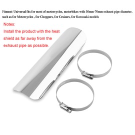 Motorcycle Heat Guard Cover, Universal Motorcycle Exhaust Pipe Heat Shield Muffler State Cover (Silver)