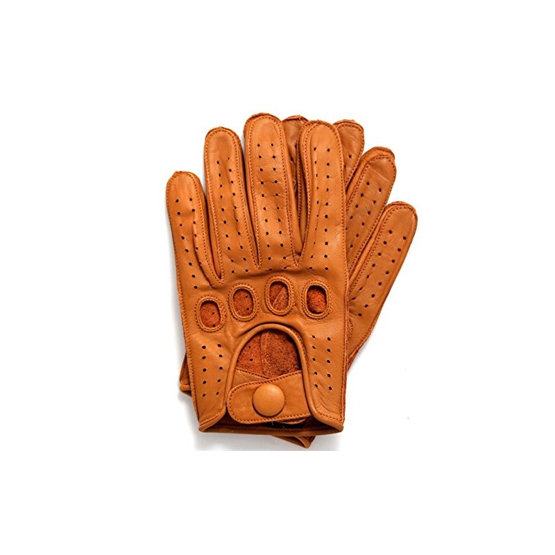 Riparo Genuine Leather Reverse Stitched Driving Gloves (Large, Cognac)