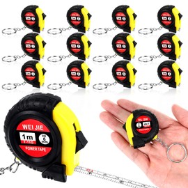 12 Pieces Small Tape Measure Keychains, 2 Inch Functional Mini Tape Measures Keychains with Stable Slide Lock Pocket Portable Tape for Birthday Party Favors Gift Bag Fillers Prize 1 m/ 3 Ft